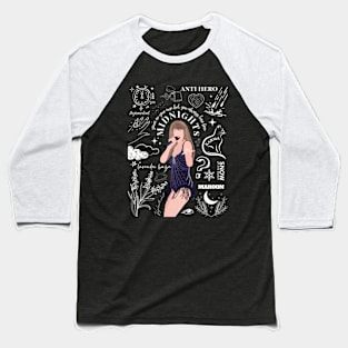 Midnights doodle style- white transparent Baseball T-Shirt